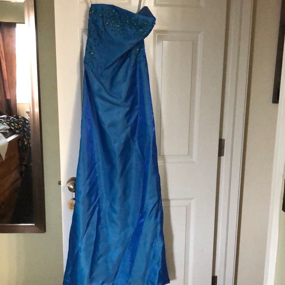 Beaded blue formal gown